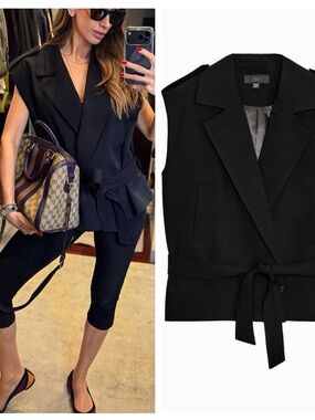 ZARA vest with shoulder pads and belt